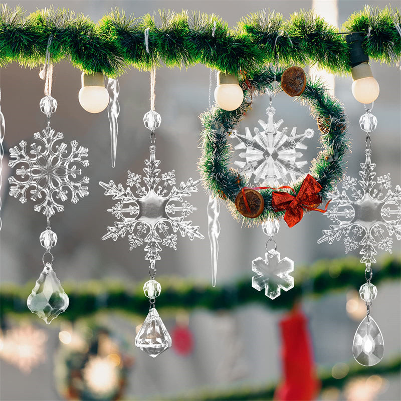 10 pcs Christmas Tree Hanging Pendants In Translucent Acrylic