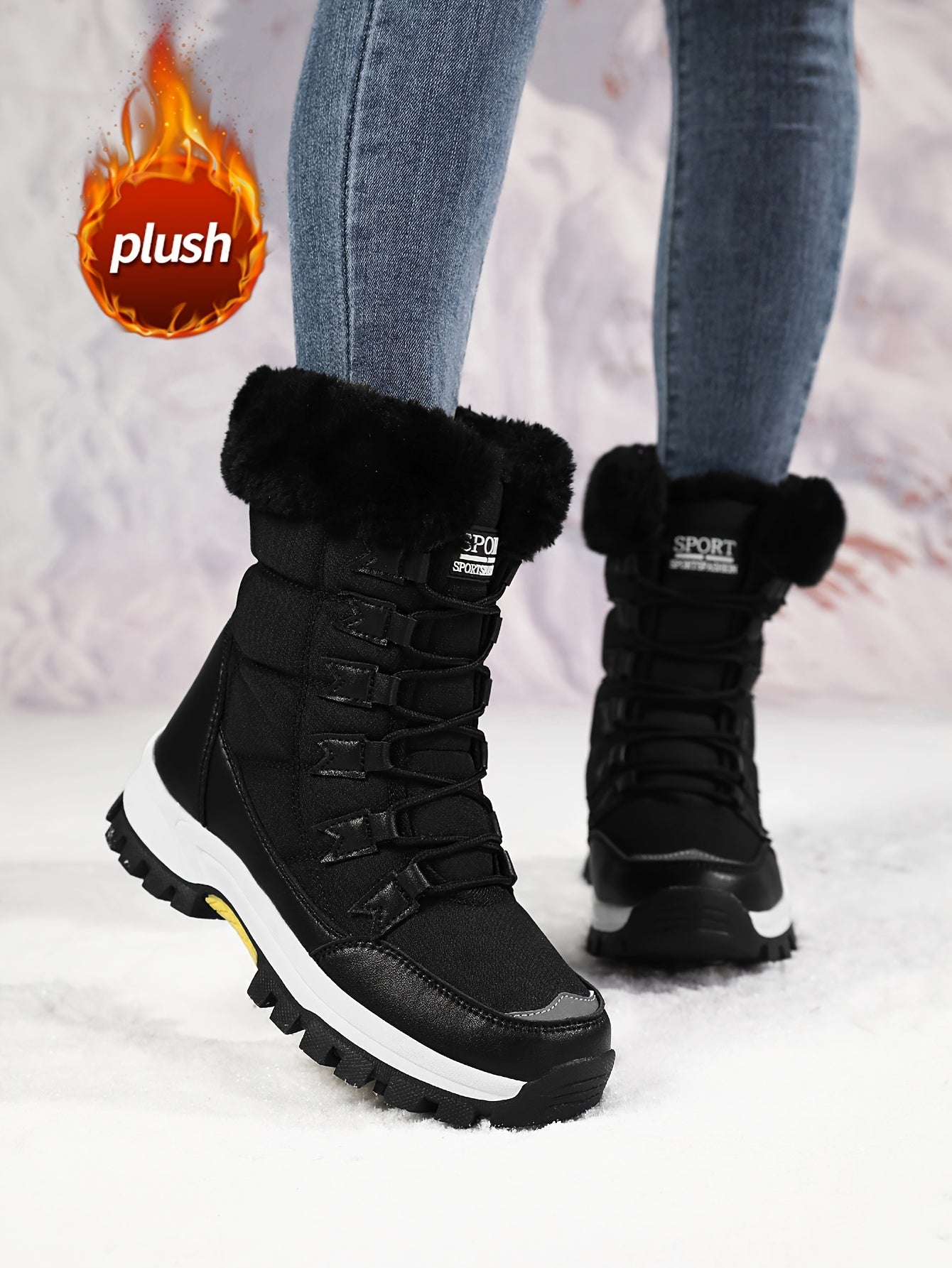 Women'S Ankle Snow Boots, Waterproof Winter Shoes with Laces, Faux Fur Lined, Non-Slip ❄️