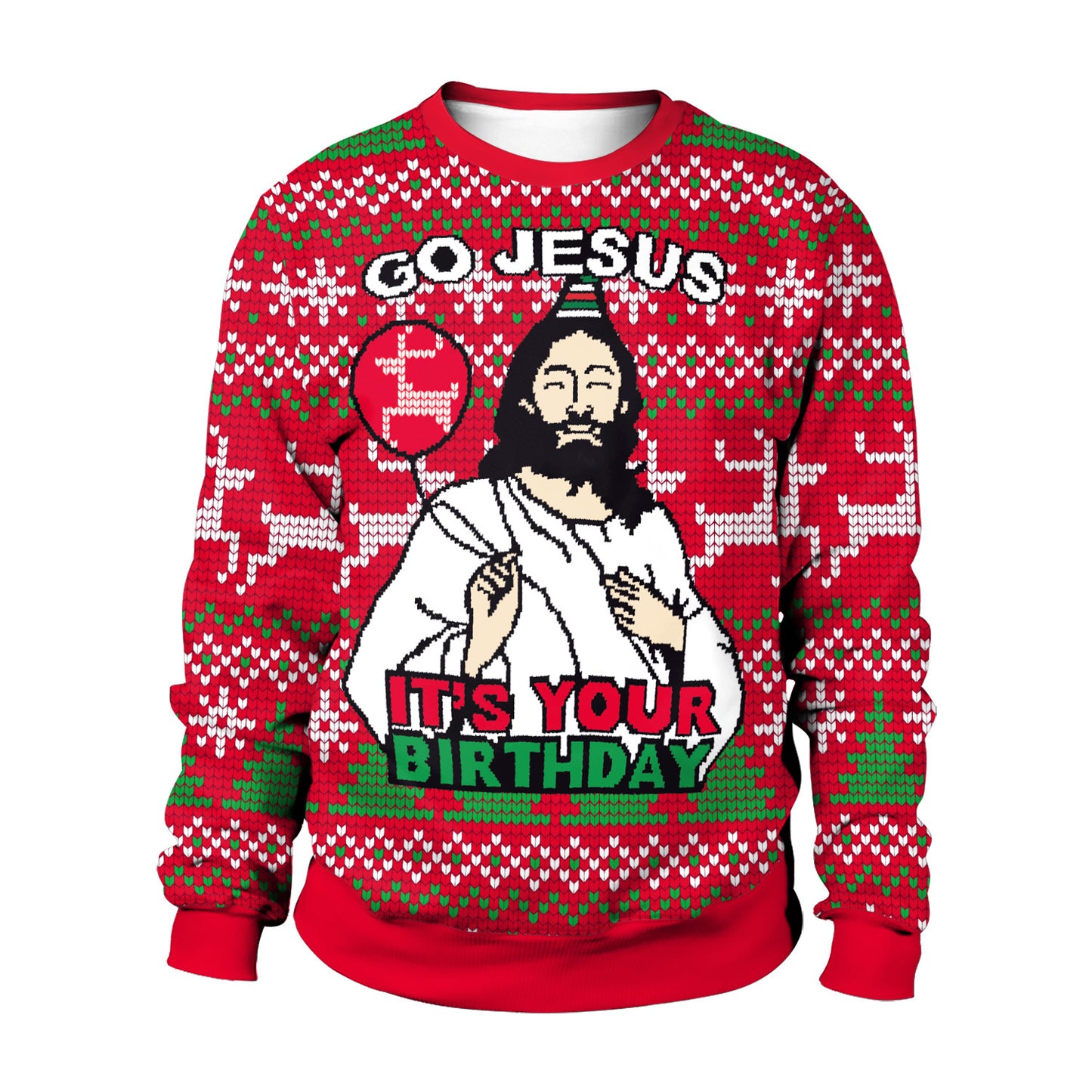 Men And Women Digital Printing Christmas Round Neck Sweater