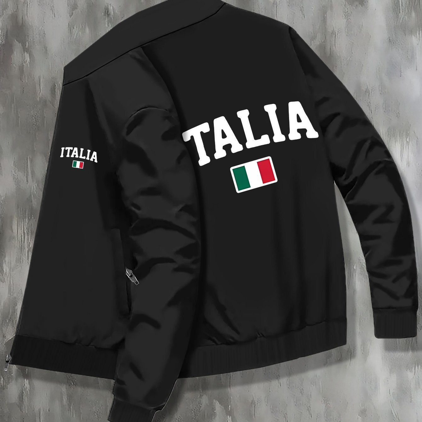 ITALIA Zip-up Long Sleeve Jacket With Pockets For Men