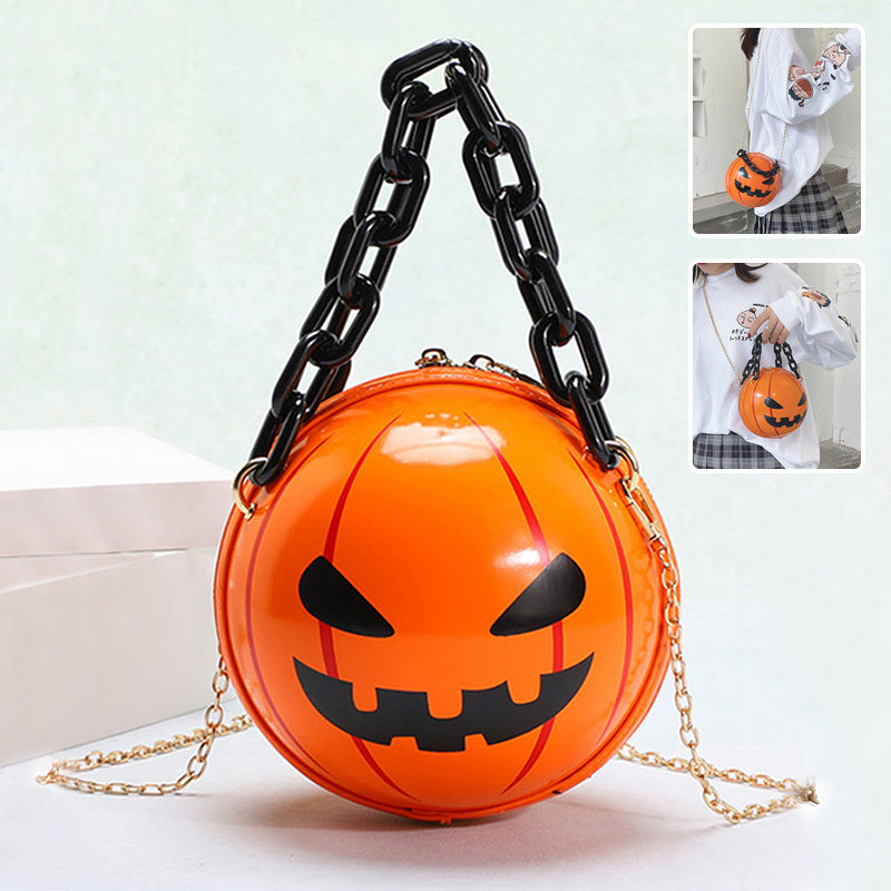 Fantastic Spooky Pumpkin Ball Handbag With Chain