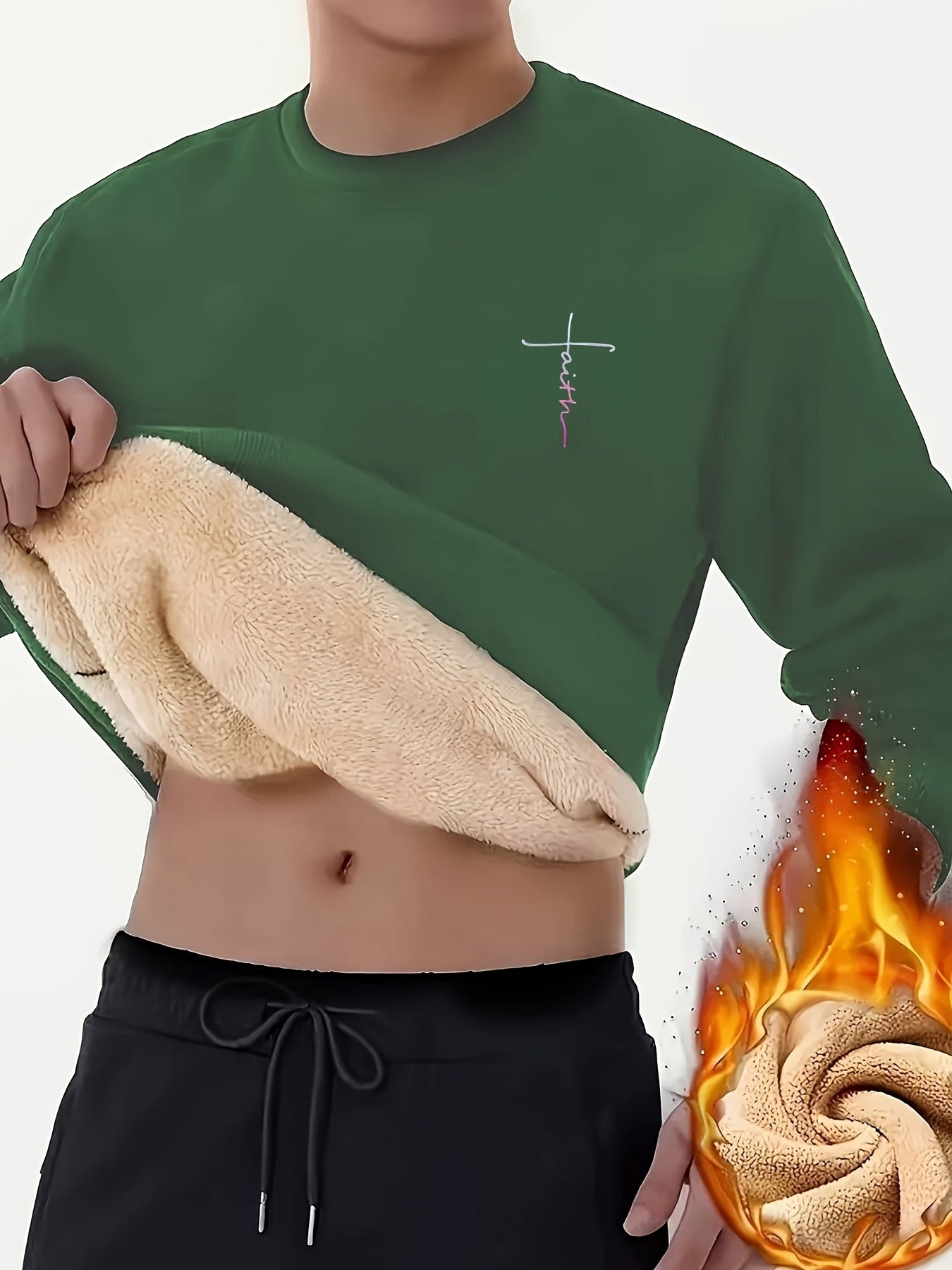 Casual Warm Fleece Lined Sweatshirt For Men