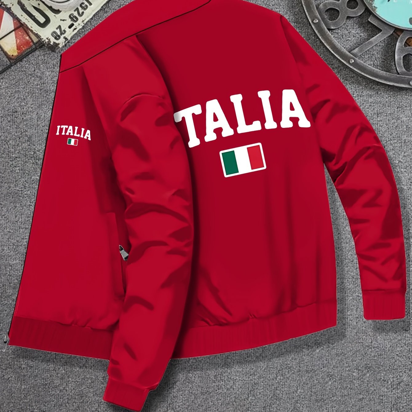 ITALIA Zip-up Long Sleeve Jacket With Pockets For Men