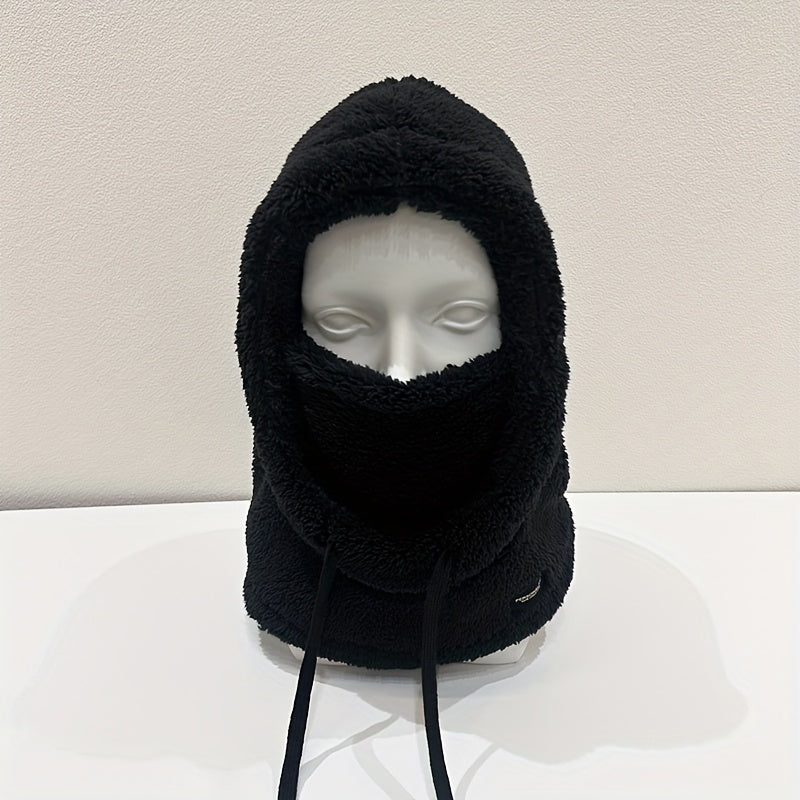 Plush Hooded Mask Hat. Warm & Cozy Face Cover with Drawstring ⛄