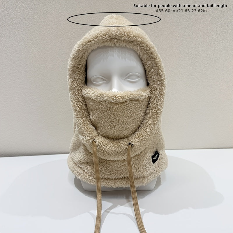 Plush Hooded Mask Hat. Warm & Cozy Face Cover with Drawstring ⛄