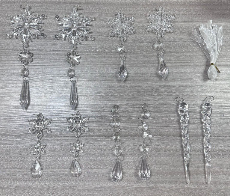10 pcs Christmas Tree Hanging Pendants In Translucent Acrylic