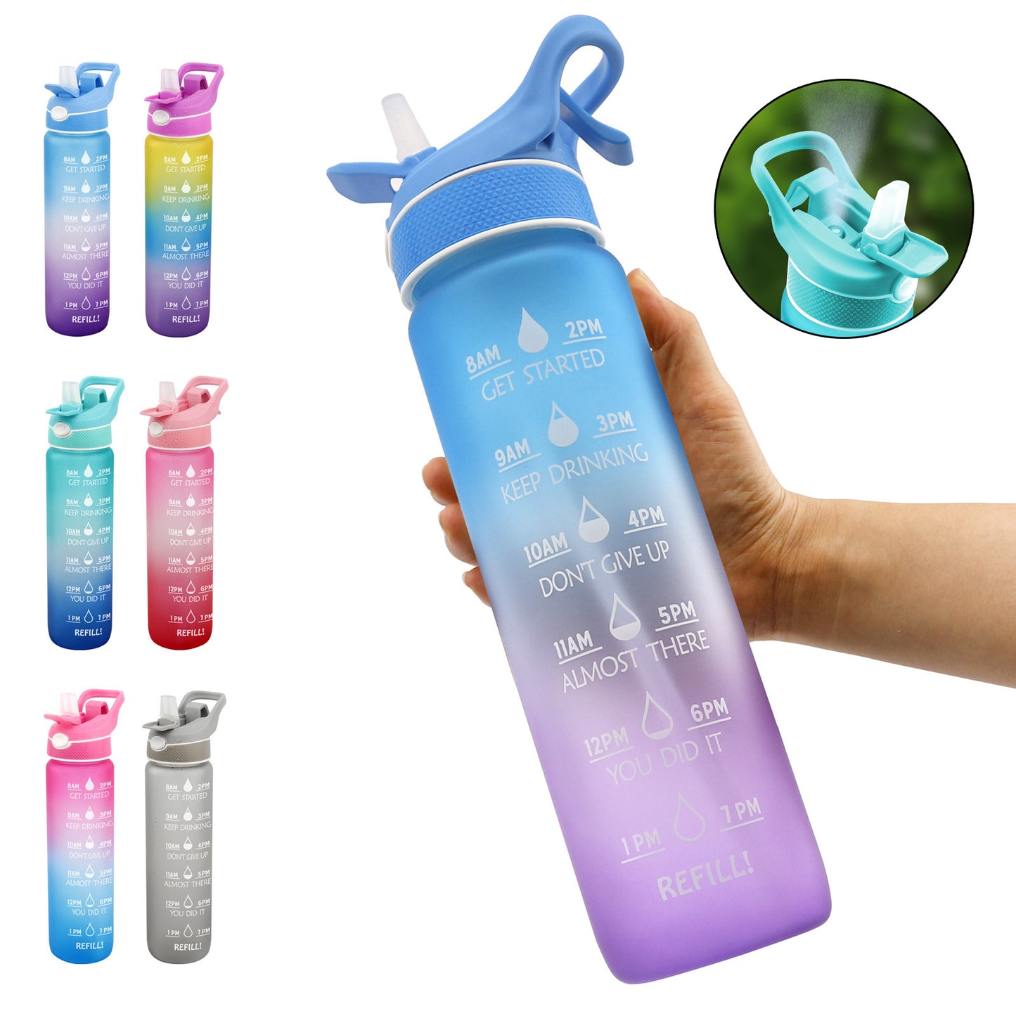 Water Bottle Scrub Bounce Cover Straw Space Cup Sports Water Bottle - A Trust Market