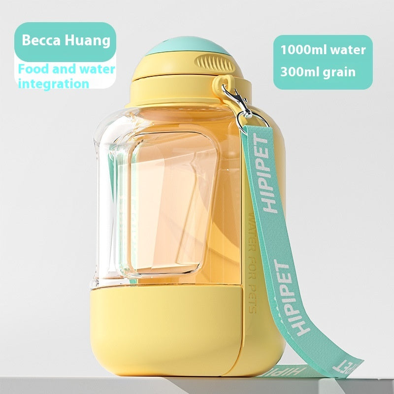 2 In 1 Portable Pets Drinking Pot With Food Integrated Bowl