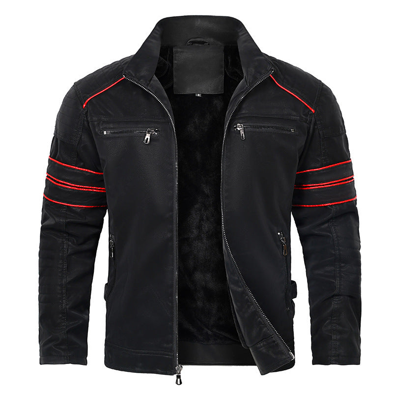 Wonderful Stand Collar Brushed PU Leather Jacket (Sale 🚨)