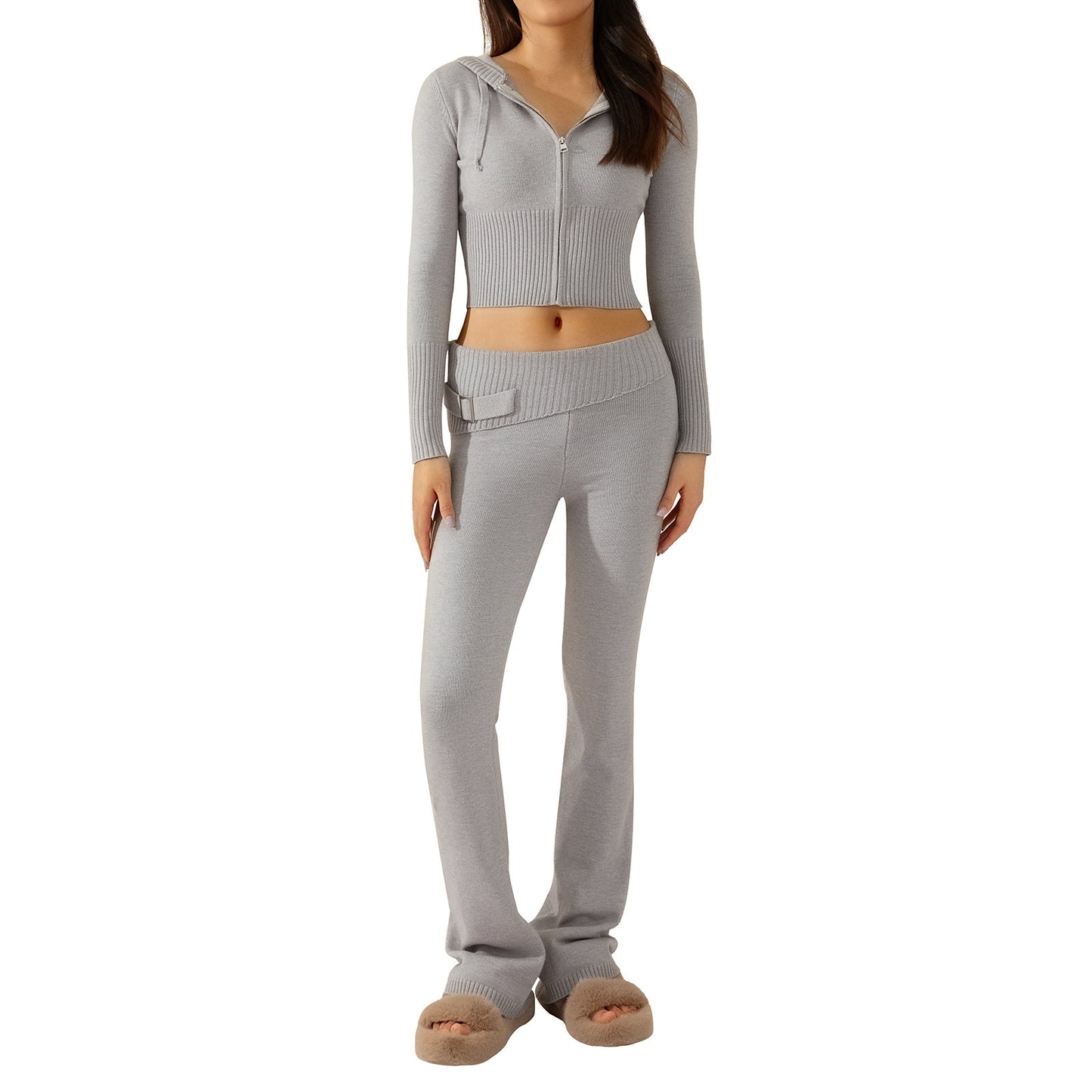 Wonderful Long-sleeved Cardigan And High Waisted Trousers