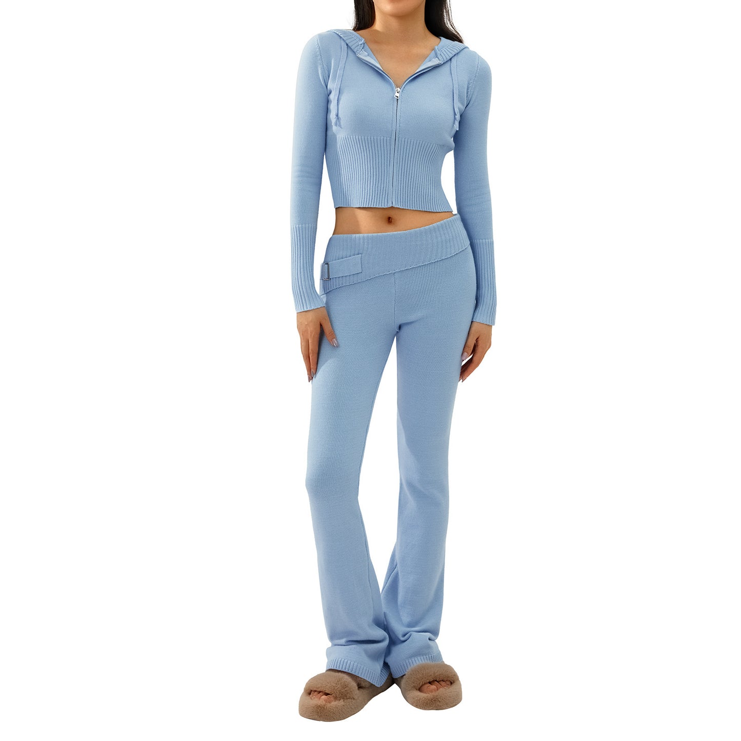 Wonderful Long-sleeved Cardigan And High Waisted Trousers