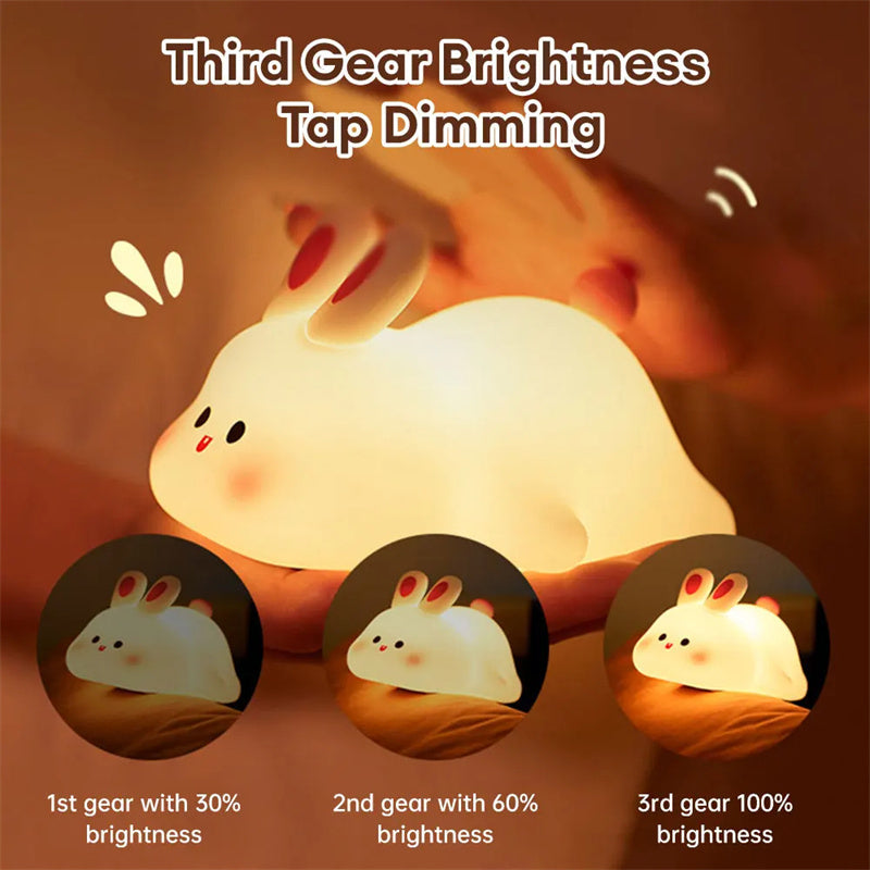 Cute LED Night Light Touch Sensor Rabbit Silicone