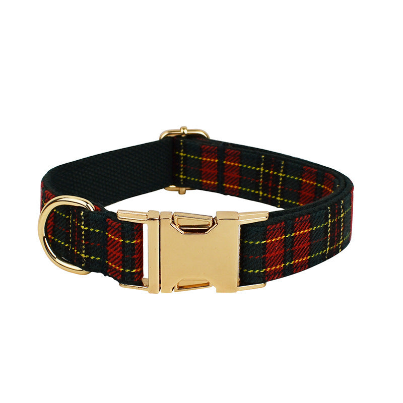 Christmas Pet Collar Plaid With Green Background