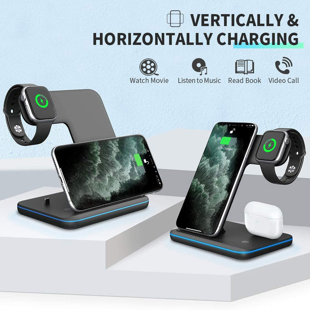 3 In 1 Wireless Charger Stand For Cell Phone and Gadgets