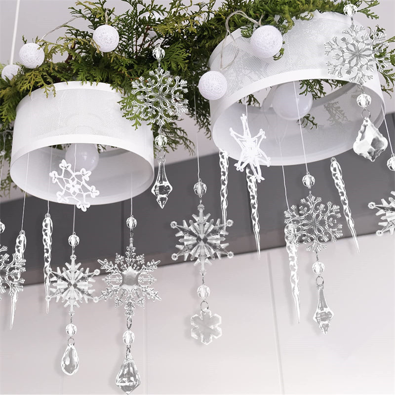 10 pcs Christmas Tree Hanging Pendants In Translucent Acrylic