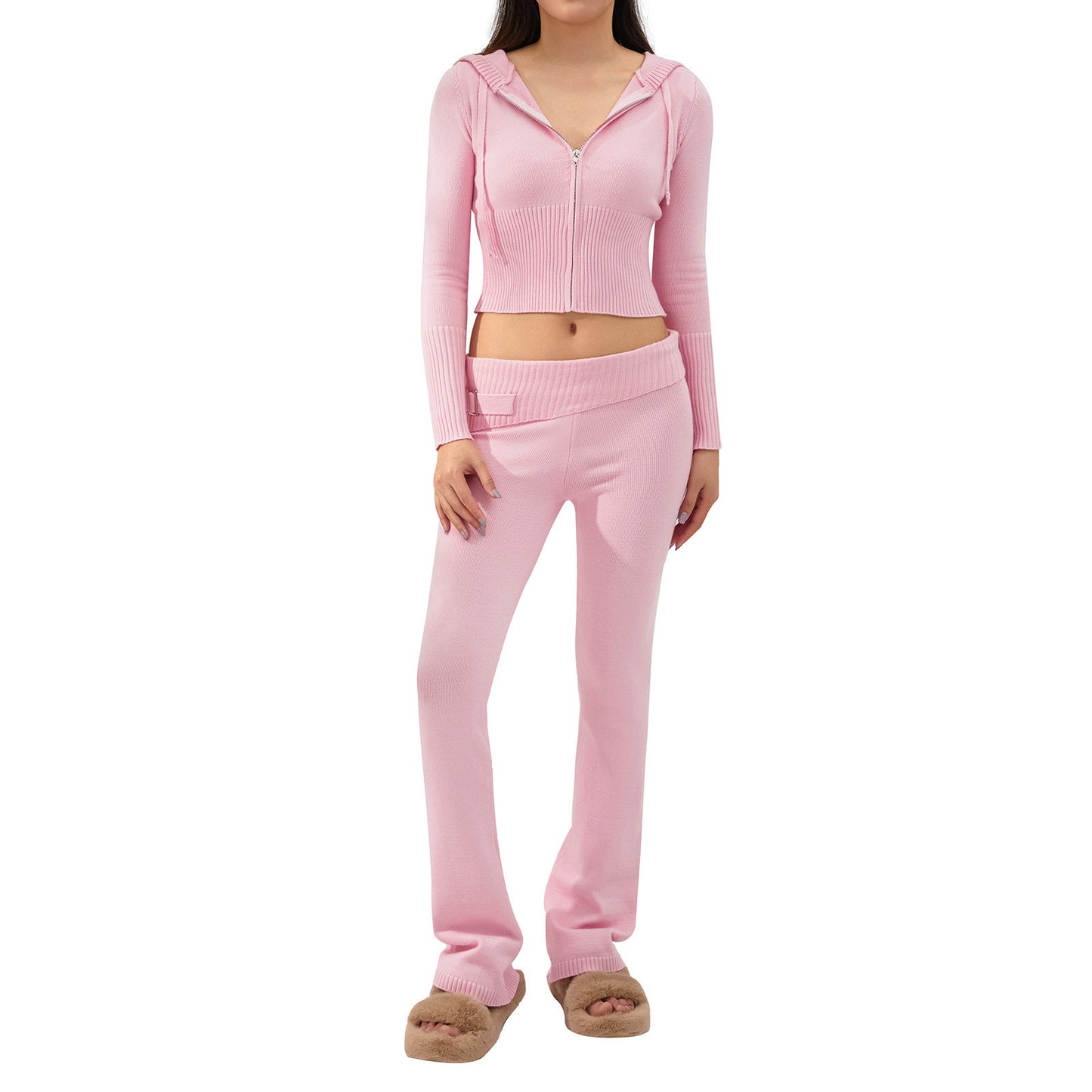 Wonderful Long-sleeved Cardigan And High Waisted Trousers