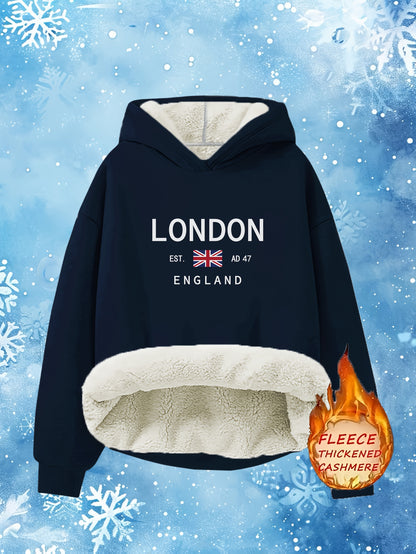 London Warm Hoodie. Sports Sweatshirt for Women.