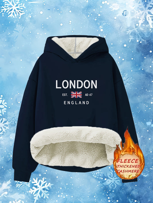 London Warm Hoodie. Sports Sweatshirt for Women.
