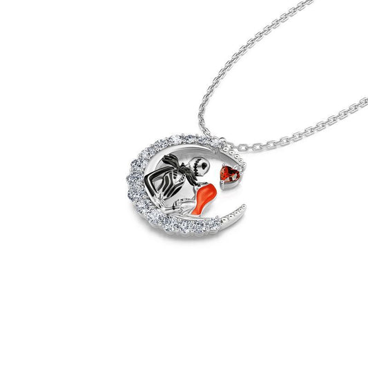 Beautiful Moon-shaped Necklace With Rhinestones - A Trust Market