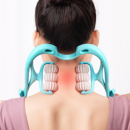 Massageador de pescoço manual multifuncional com seis rodas