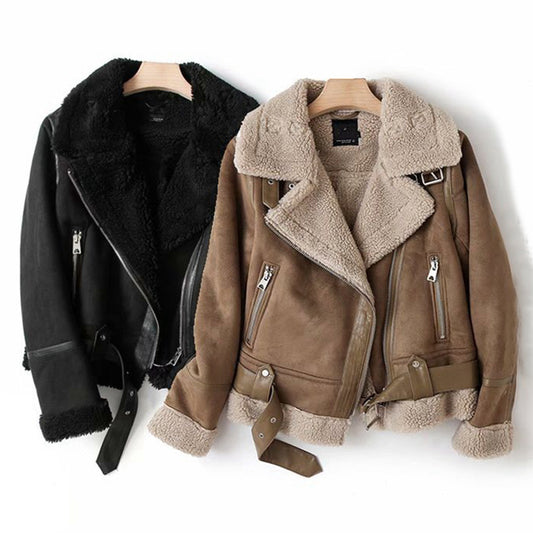 Wonderful Winter Lapel Jacket Suede For Women