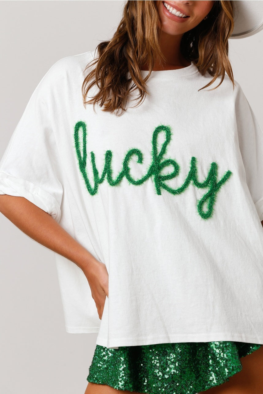 St Patrick Sequined Top Loose T-shirt For Women ☘️