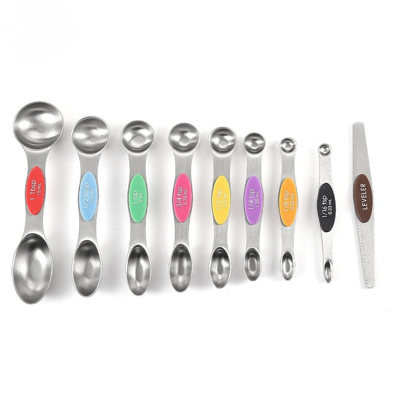 9-piece Set Of Stainless Steel Double Headed Measuring Spoons - A Trust Market