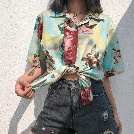 Fantastic Angelic Button Up Tee Shirt
