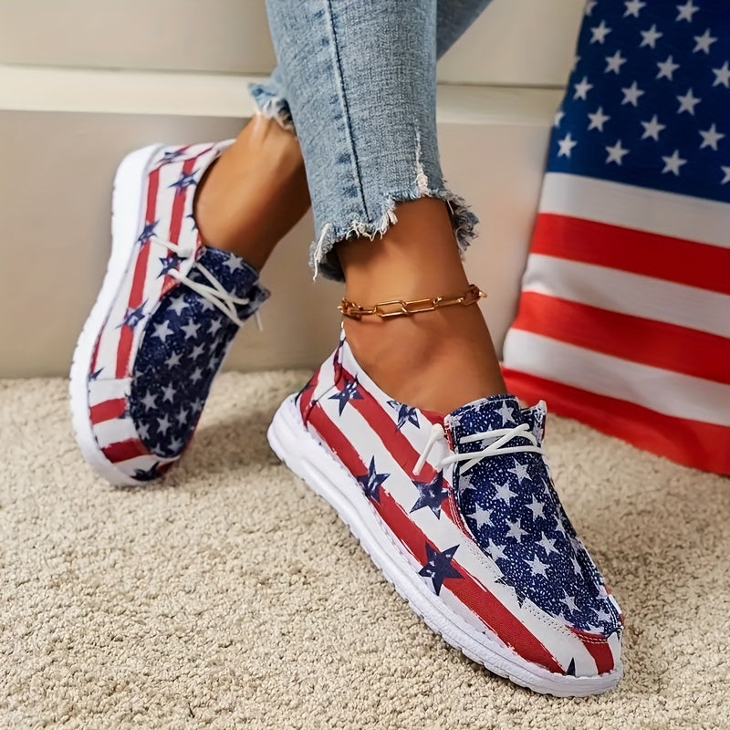 Beautiful Low Top Canvas Shoes With American Flag Pattern (Sale 🚨)