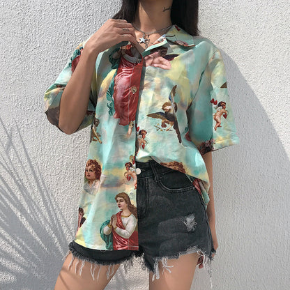 Fantastic Angelic Button Up Tee Shirt
