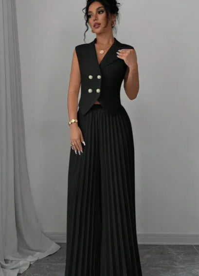 Fashion Vest Pleated Skirt Blouse And Pants