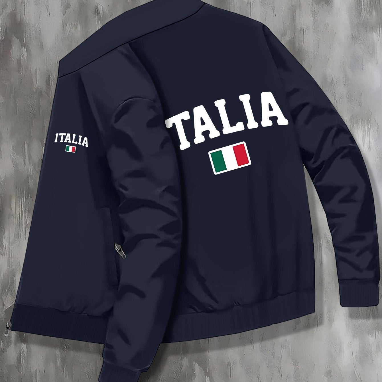 ITALIA Zip-up Long Sleeve Jacket With Pockets For Men