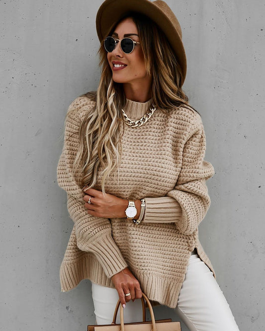 Beautiful Drawstring Side Slit Knit Sweater