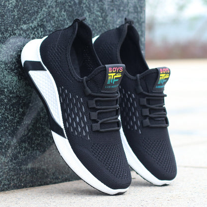 New Sports Shoes Men's Breathable Casual Mesh Shoes Comfort Increase Lace-up Non-slip Low-top Running Shoes - A Trust Market