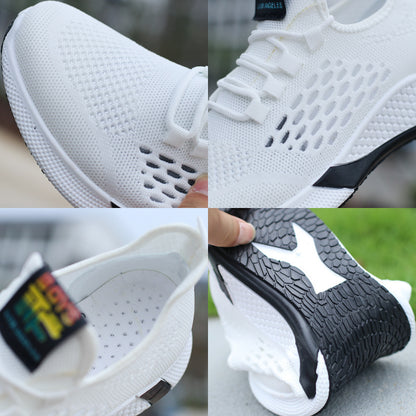 New Sports Shoes Men's Breathable Casual Mesh Shoes Comfort Increase Lace-up Non-slip Low-top Running Shoes - A Trust Market