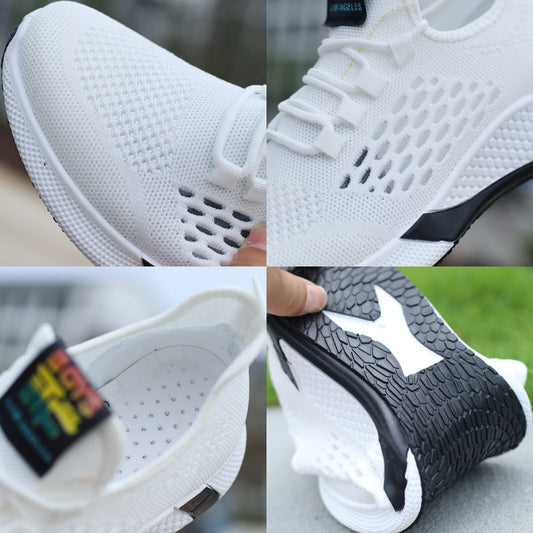 New Sports Shoes Men's Breathable Casual Mesh Shoes Comfort Increase Lace-up Non-slip Low-top Running Shoes - A Trust Market