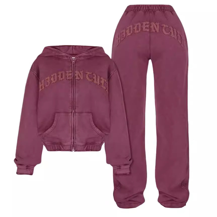 Beautiful Cropped Sweatshirt And Loose Drawstring Trousers