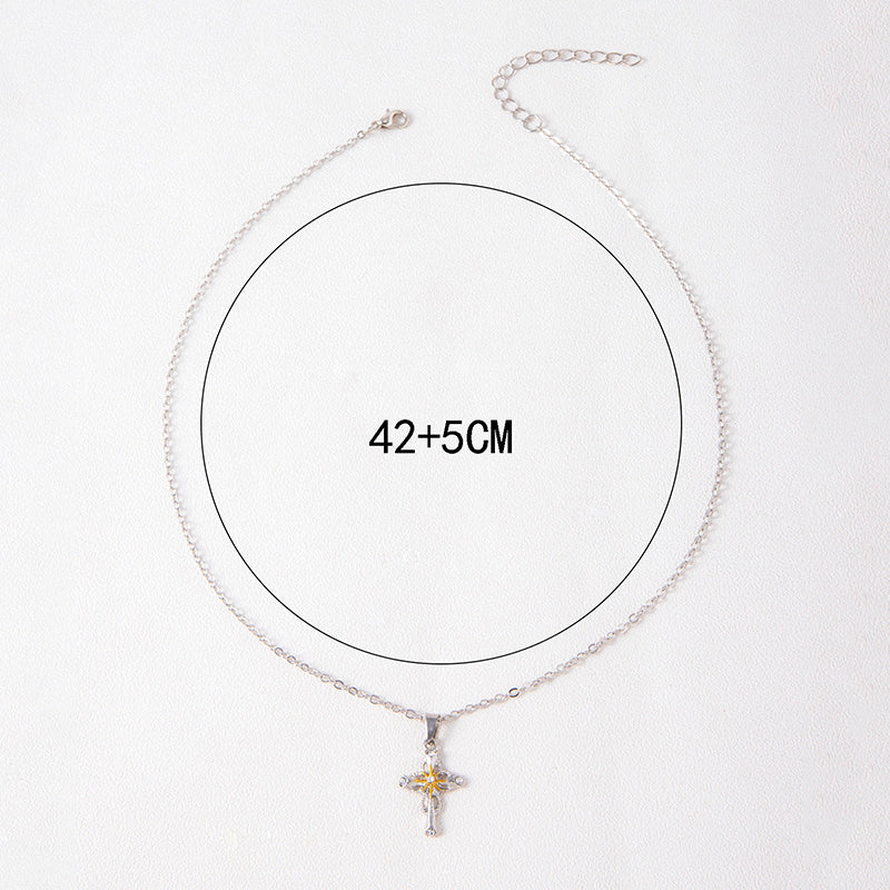 Brand New Cross Flower Necklace