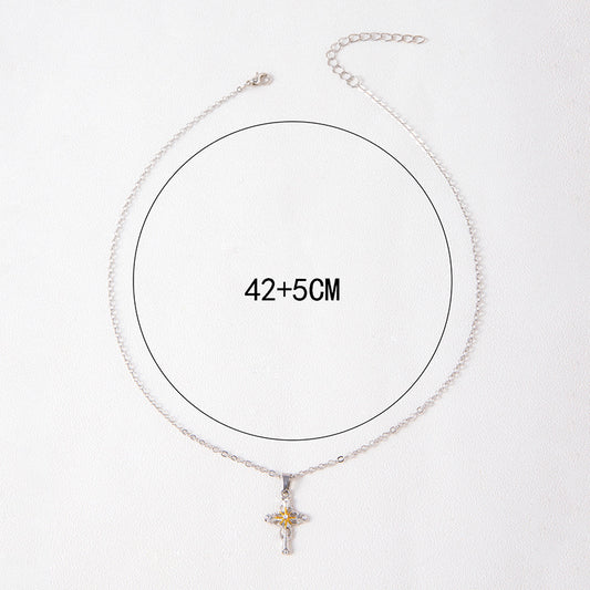 Brand New Cross Flower Necklace