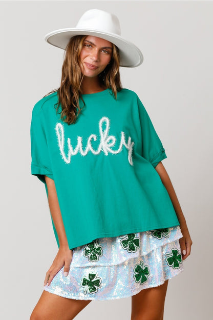 St Patrick Sequined Top Loose T-shirt For Women ☘️