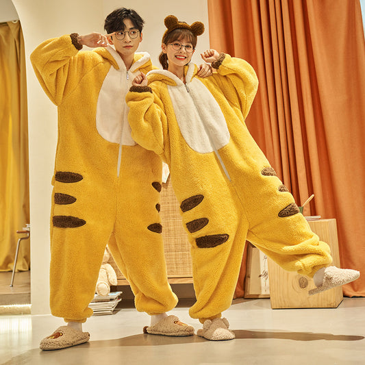 Cute Jumpsuit Homewear Couple One-piece Pajamas