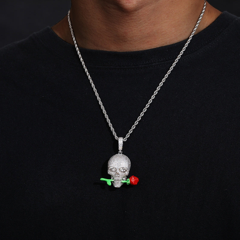 Terrific Luminous Rose Skull Pendant - A Trust Market