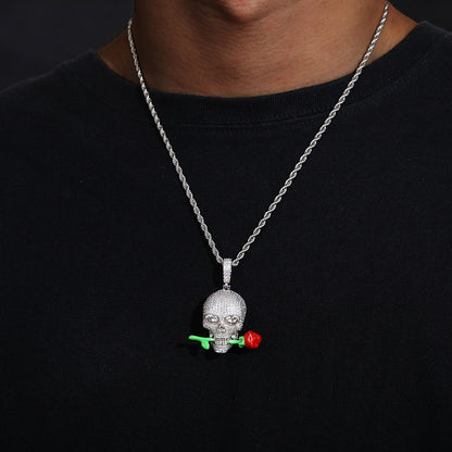 Terrific Luminous Rose Skull Pendant - A Trust Market