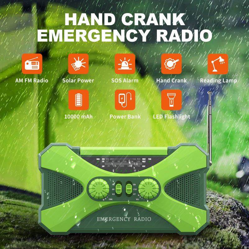 3 In 1 Portable Radio Hand Crank With Flashlight And Solar Charging Power Bank 🔦📻