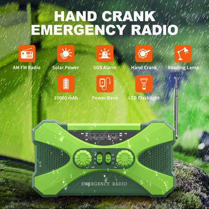 3 In 1 Portable Radio Hand Crank With Flashlight And Solar Charging Power Bank 🔦📻