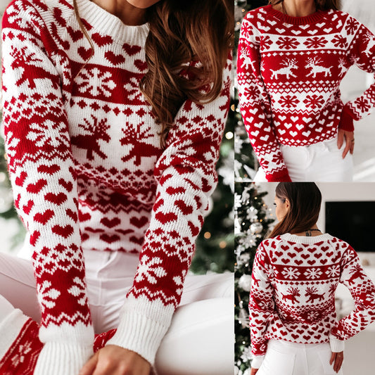 Wonderful Christmas Elk Long Sleeve Knitted Sweater