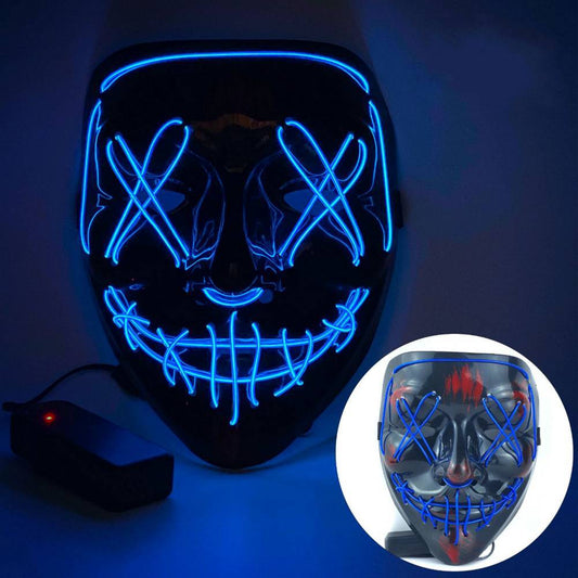 LED Mask Neon Stitches Costume Halloween Purge. Cosplay Light Up Glow Wire - A Trust Market
