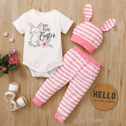 New Easter Print Rabbit Romper. Three Pieces 🐰