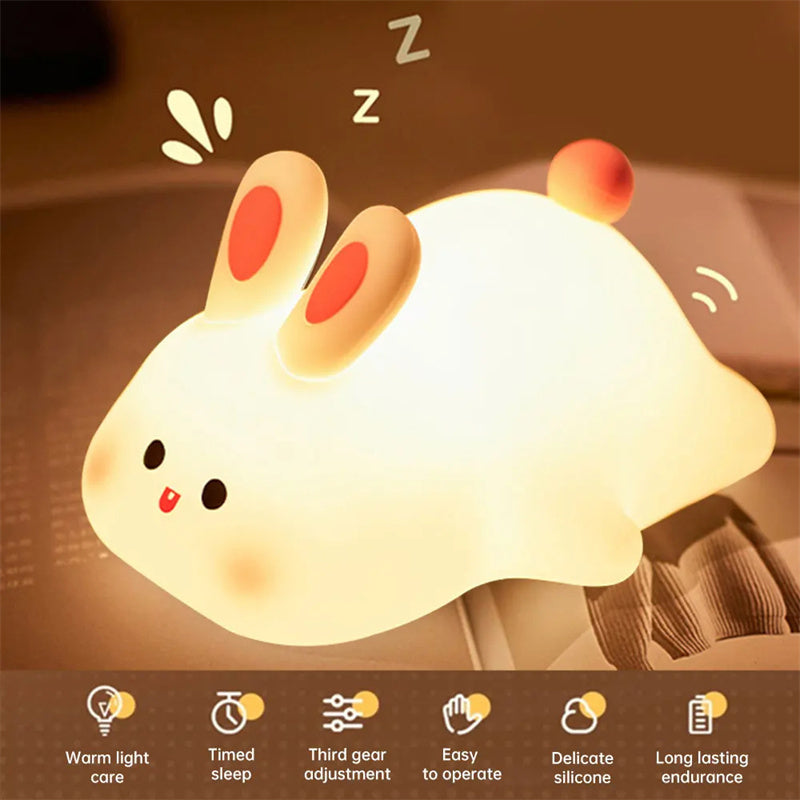 Cute LED Night Light Touch Sensor Rabbit Silicone