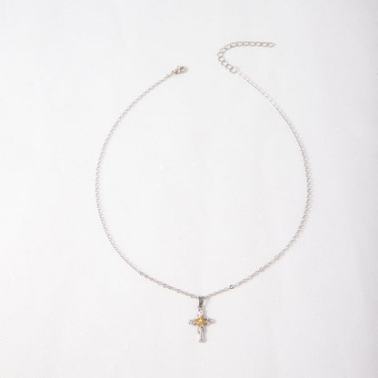 Brand New Cross Flower Necklace